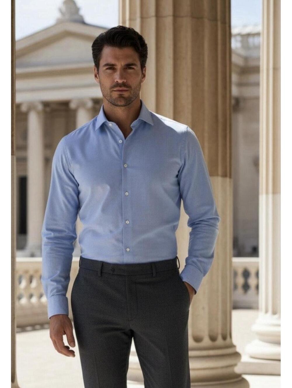BOSS Hugo Boss Men’s Max Kent Sharp Fit Cotton Shirt In Blue Check-Size 15.5|LG